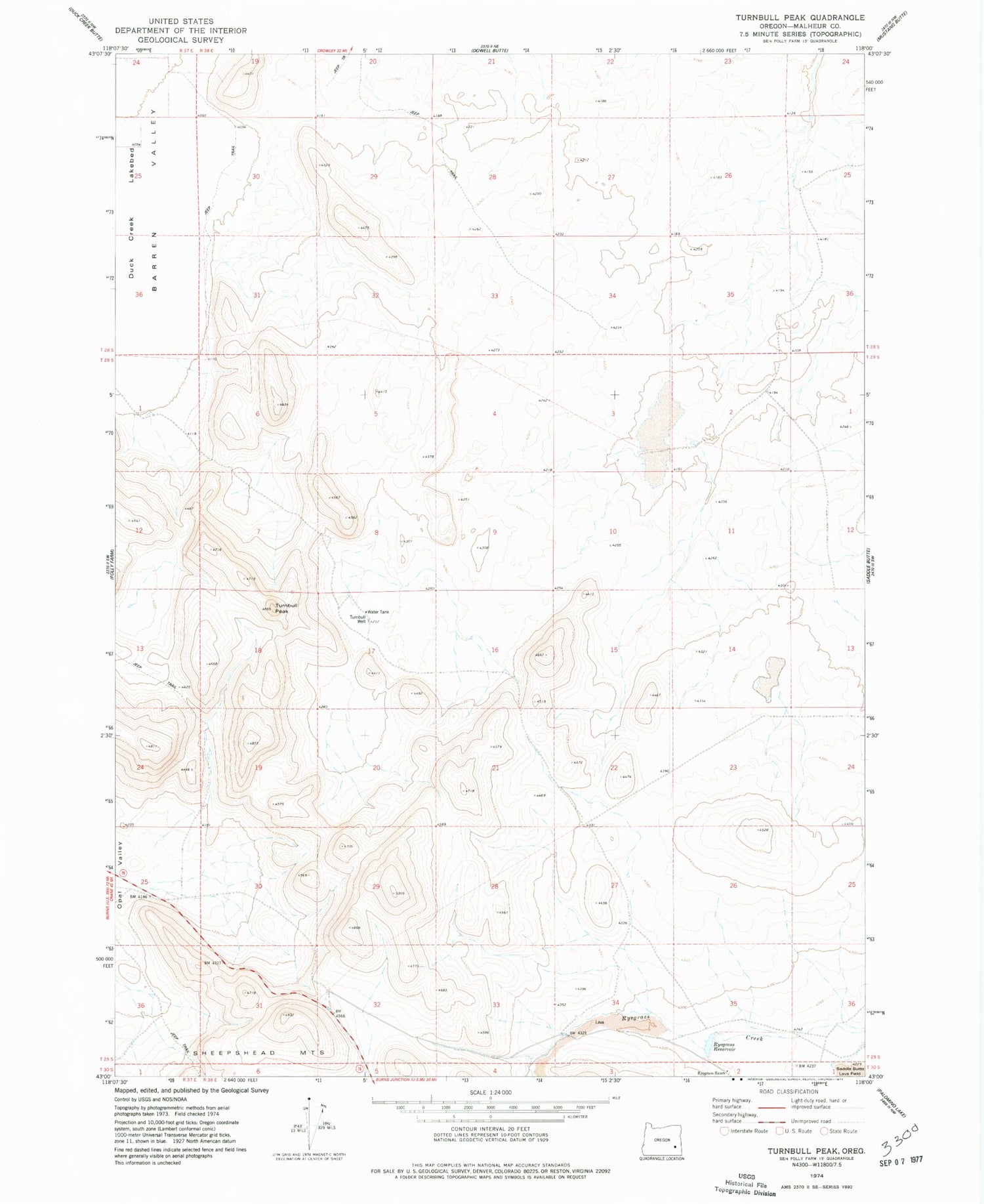 Classic USGS Turnbull Peak Oregon 7.5'x7.5' Topo Map Image