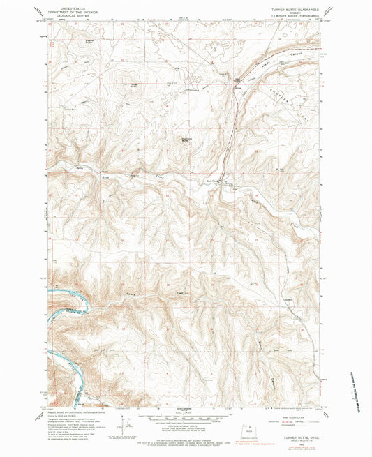 Classic USGS Turner Butte Oregon 7.5'x7.5' Topo Map Image