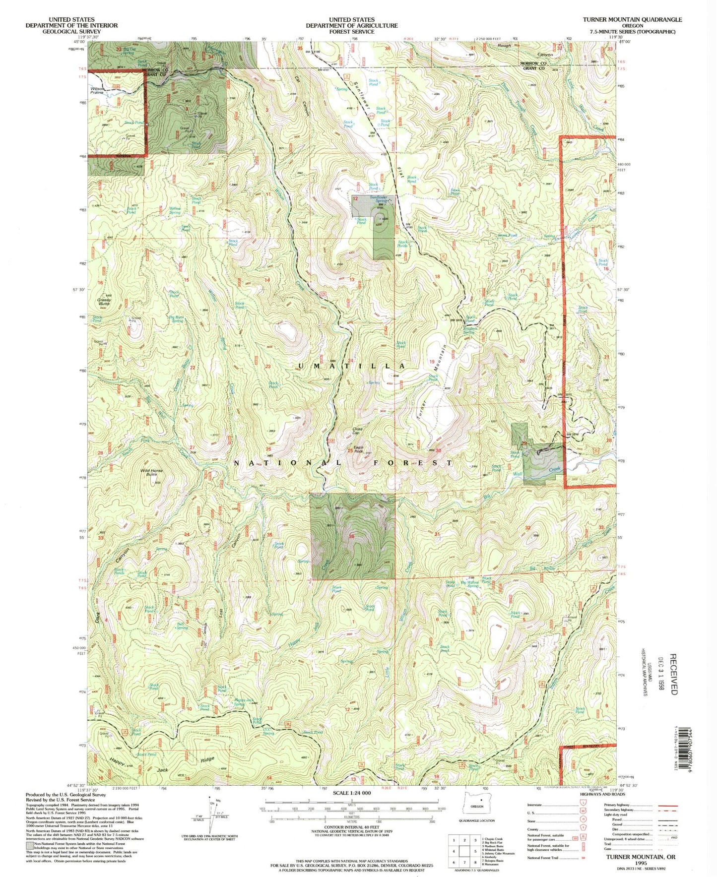 Classic USGS Turner Mountain Oregon 7.5'x7.5' Topo Map Image