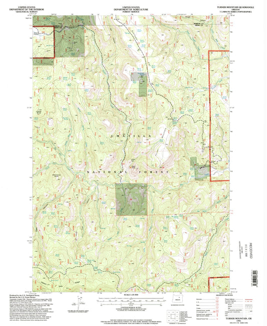 Classic USGS Turner Mountain Oregon 7.5'x7.5' Topo Map Image