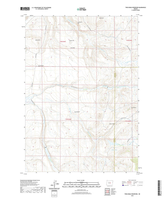 Twelvemile Reservoir Oregon US Topo Map Image