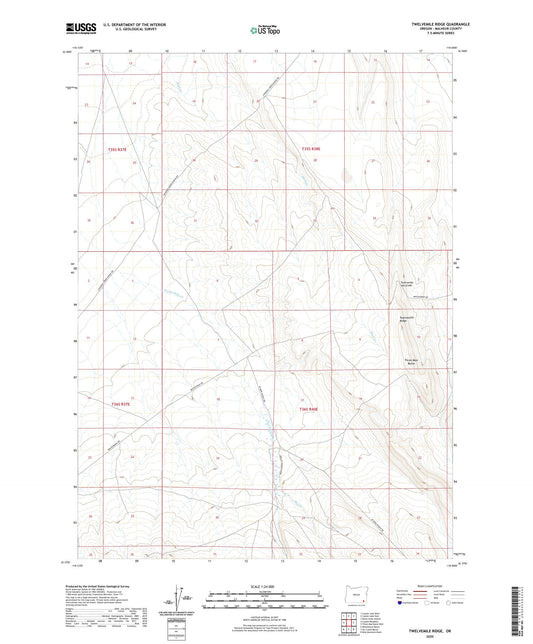 Twelvemile Ridge Oregon US Topo Map Image