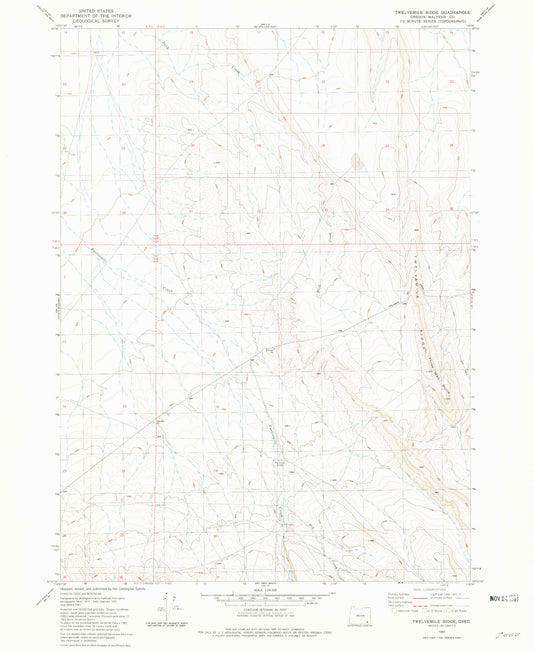 Classic USGS Twelvemile Ridge Oregon 7.5'x7.5' Topo Map Image