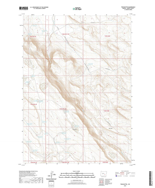 Twin Buttes Oregon US Topo Map Image