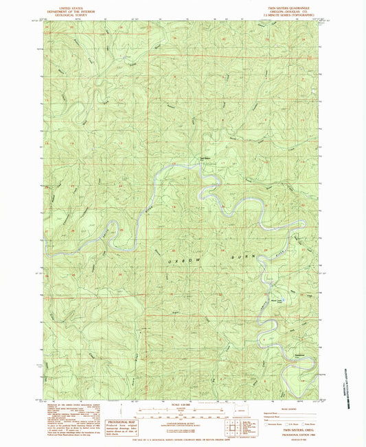Classic USGS Twin Sisters Oregon 7.5'x7.5' Topo Map Image