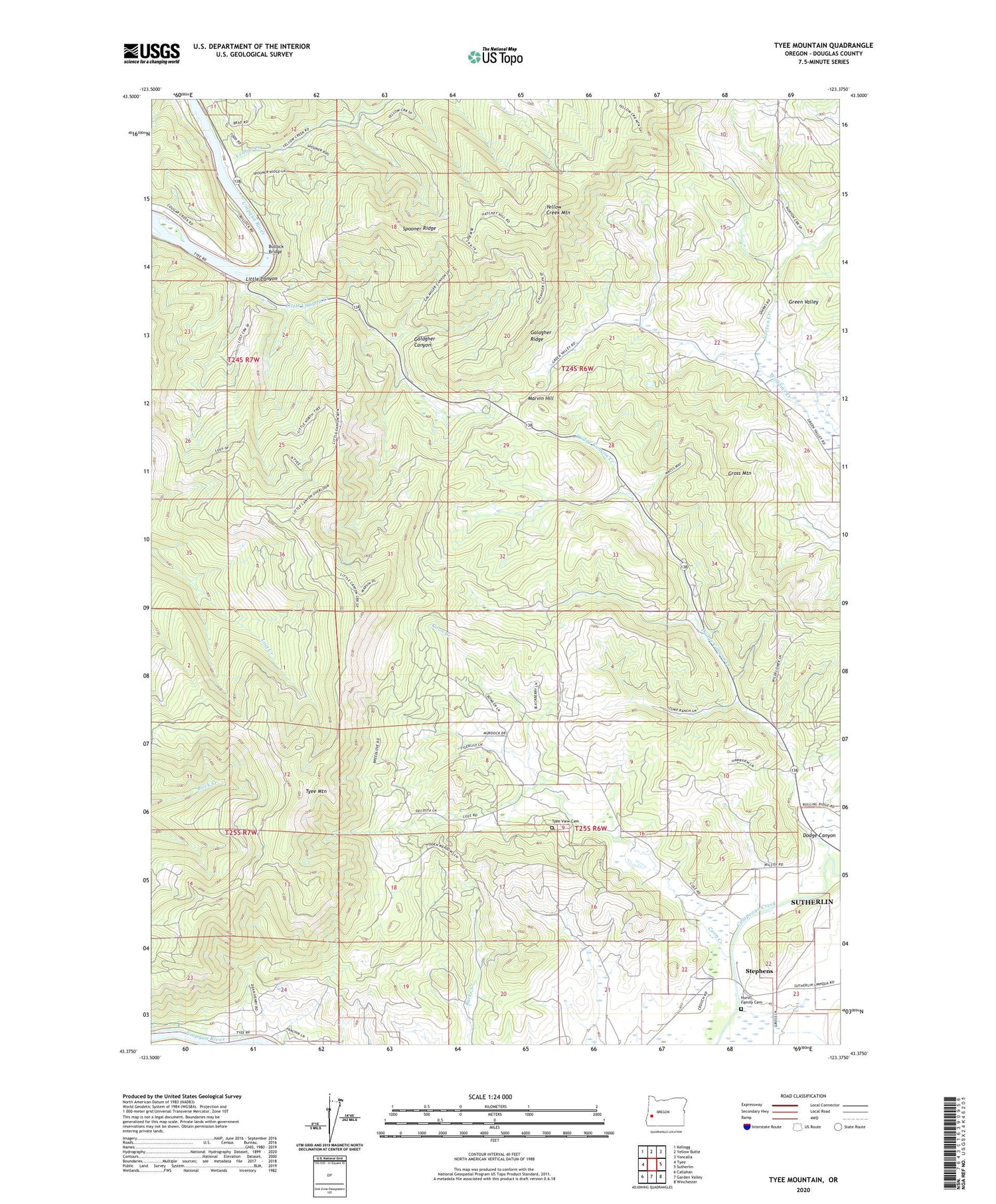 Tyee Mountain Oregon US Topo Map Image