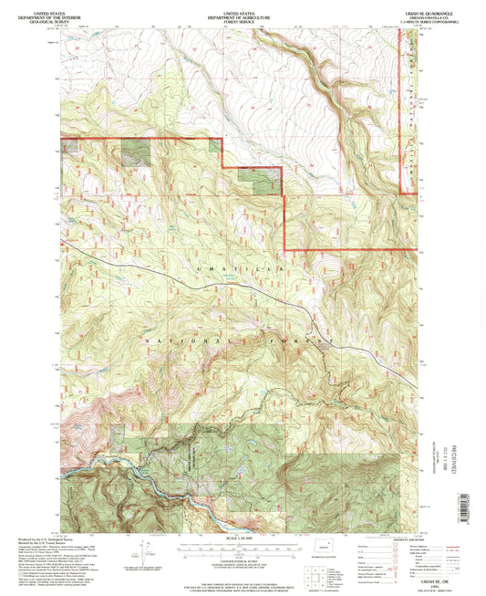 Classic USGS Ukiah SE Oregon 7.5'x7.5' Topo Map Image