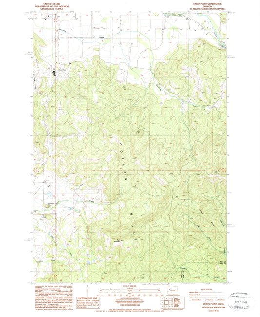 Classic USGS Union Point Oregon 7.5'x7.5' Topo Map Image