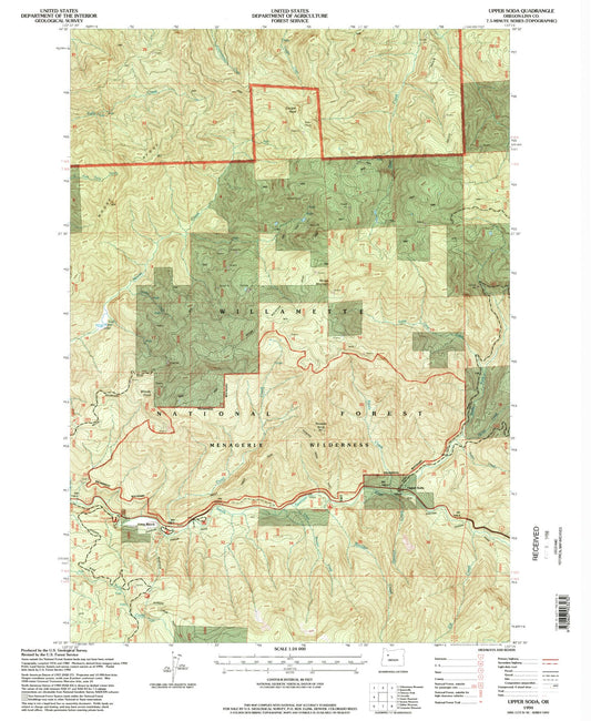 Classic USGS Upper Soda Oregon 7.5'x7.5' Topo Map Image