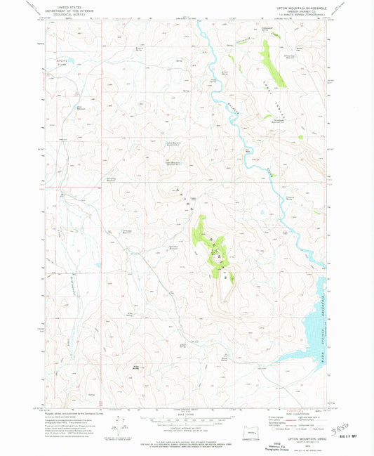 Classic USGS Upton Mountain Oregon 7.5'x7.5' Topo Map Image