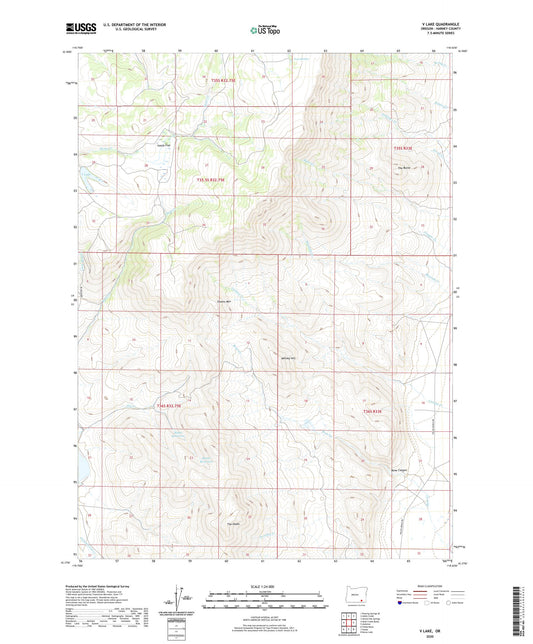 V Lake Oregon US Topo Map Image