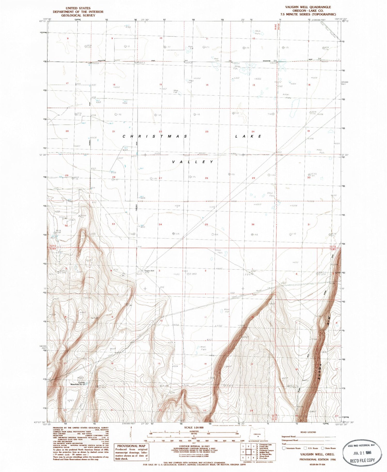 Classic USGS Vaughn Well Oregon 7.5'x7.5' Topo Map Image