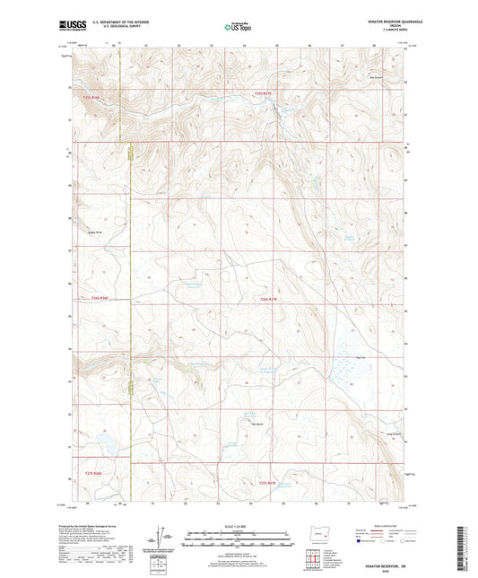 Venator Reservoir Oregon US Topo Map Image