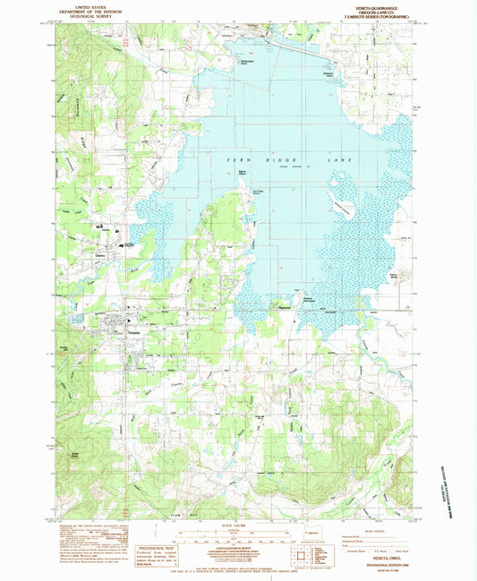 Classic USGS Veneta Oregon 7.5'x7.5' Topo Map Image