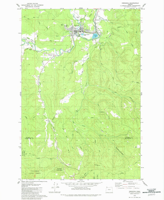 Classic USGS Vernonia Oregon 7.5'x7.5' Topo Map Image