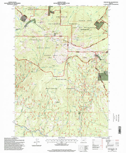 Classic USGS Vinegar Hill Oregon 7.5'x7.5' Topo Map Image