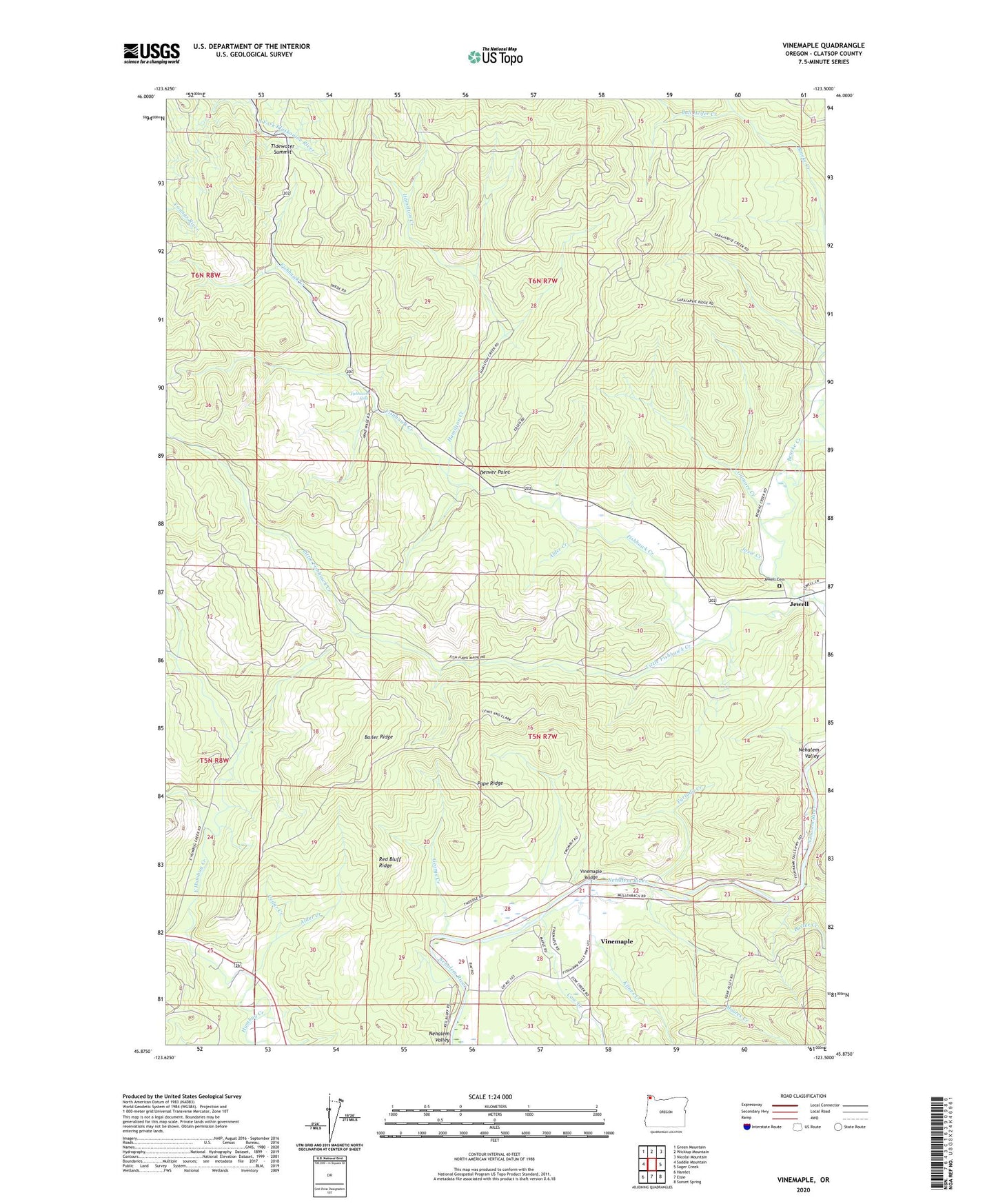 Vinemaple Oregon US Topo Map Image