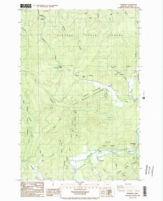 Classic USGS Vinemaple Oregon 7.5'x7.5' Topo Map Image