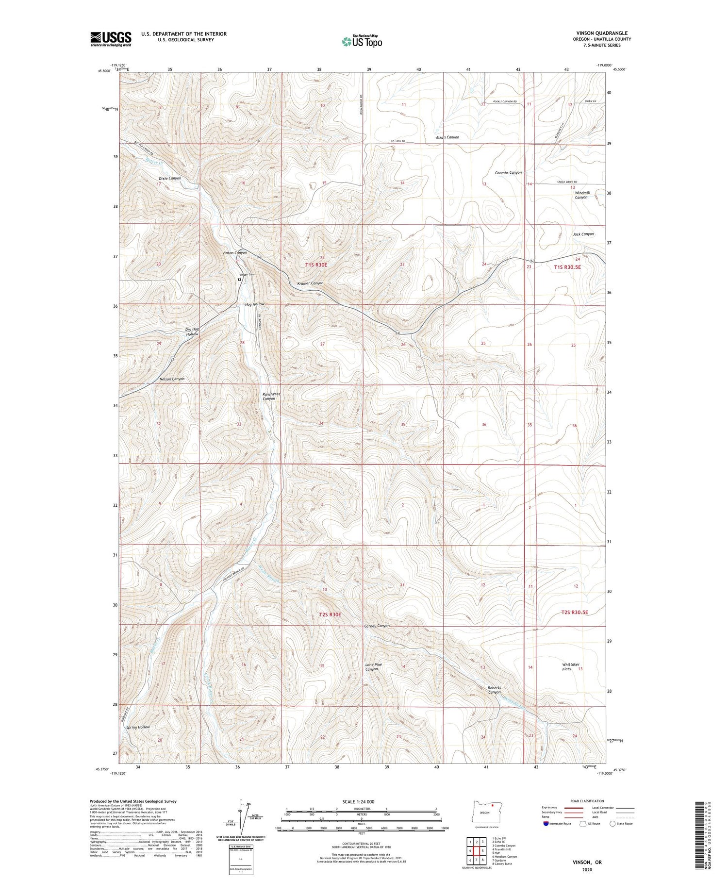 Vinson Oregon US Topo Map Image
