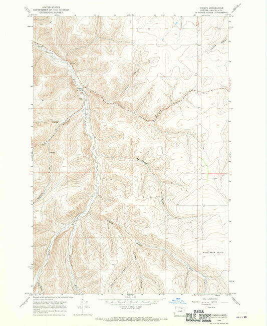 Classic USGS Vinson Oregon 7.5'x7.5' Topo Map Image