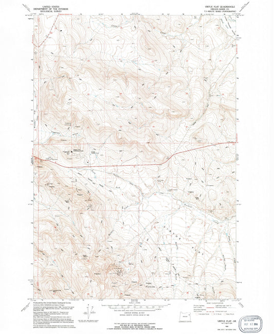 Classic USGS Virtue Flat Oregon 7.5'x7.5' Topo Map Image