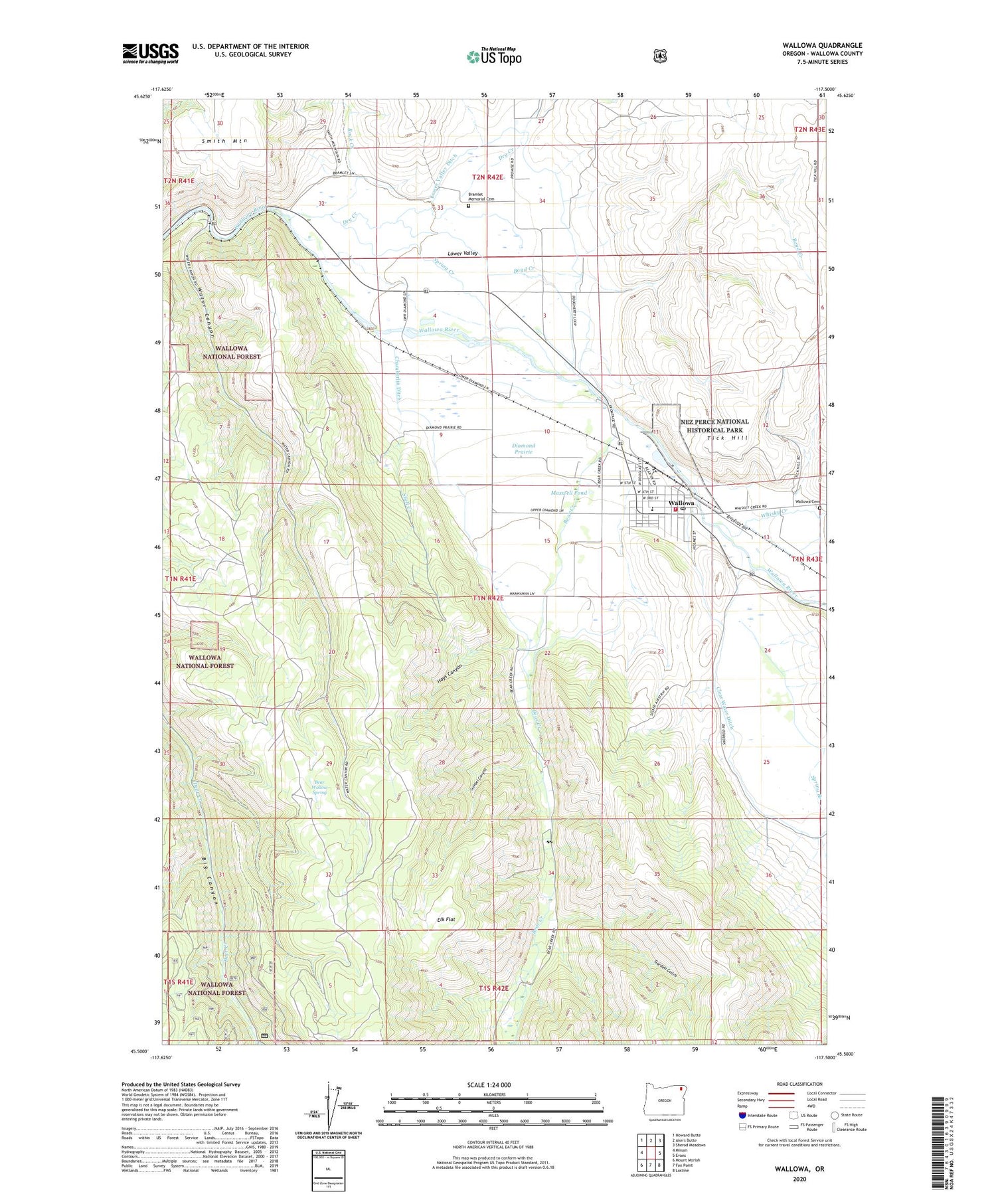 Wallowa Oregon US Topo Map Image