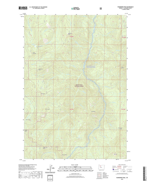 Wanderers Peak Oregon US Topo Map Image