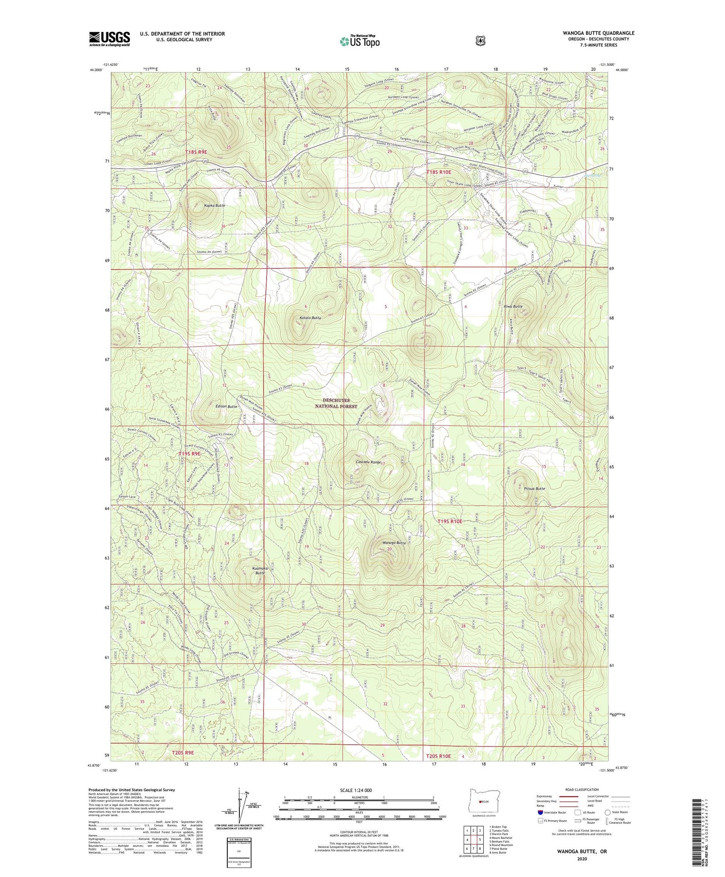 Wanoga Butte Oregon US Topo Map Image