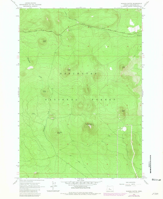 Classic USGS Wanoga Butte Oregon 7.5'x7.5' Topo Map Image