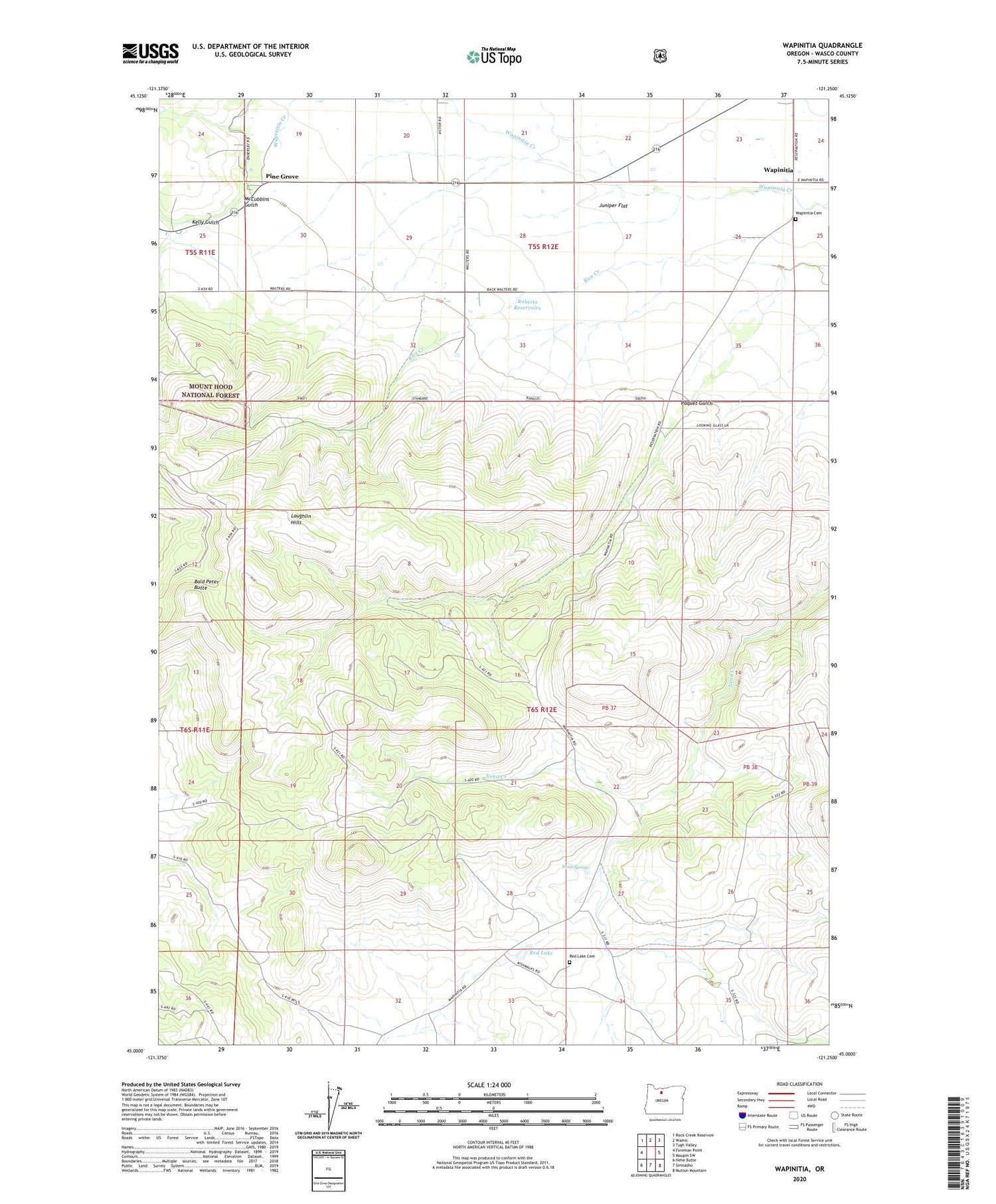 Wapinitia Oregon US Topo Map Image