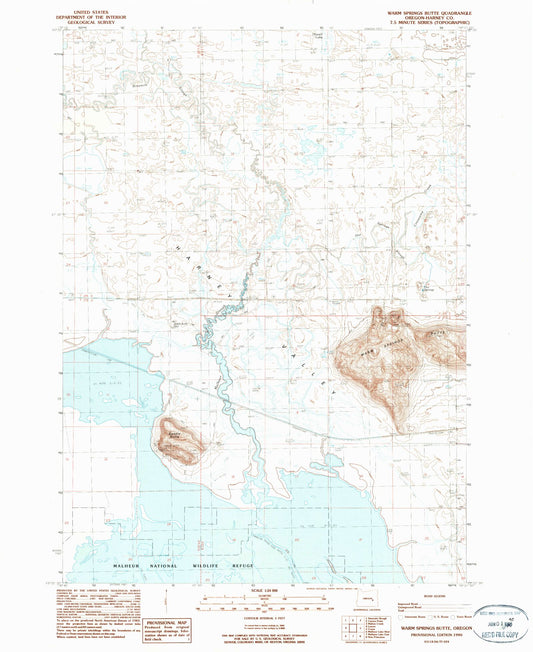 Classic USGS Warm Springs Butte Oregon 7.5'x7.5' Topo Map Image