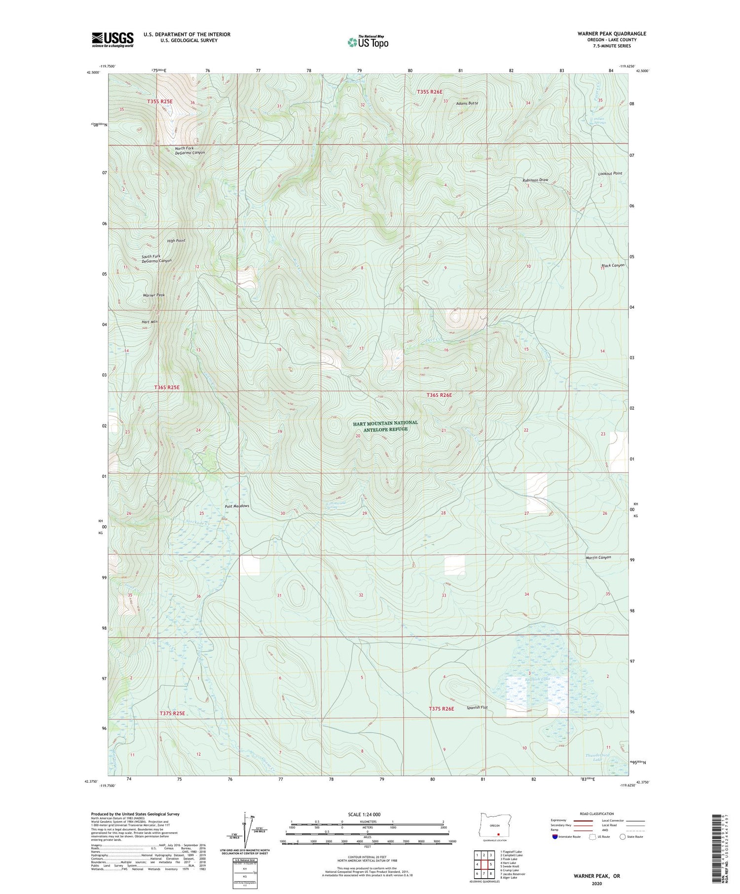 Warner Peak Oregon US Topo Map Image