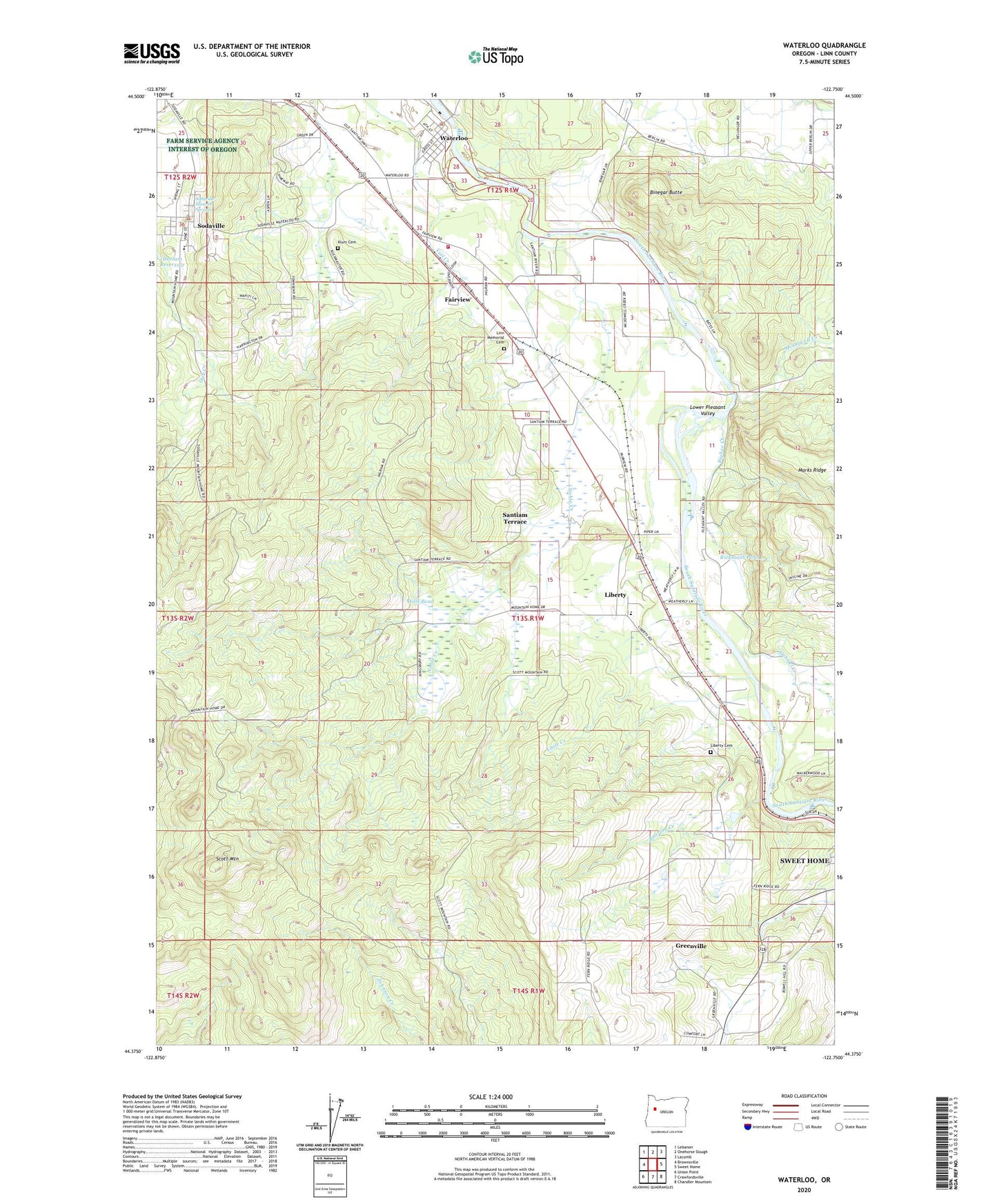 Waterloo Oregon US Topo Map Image
