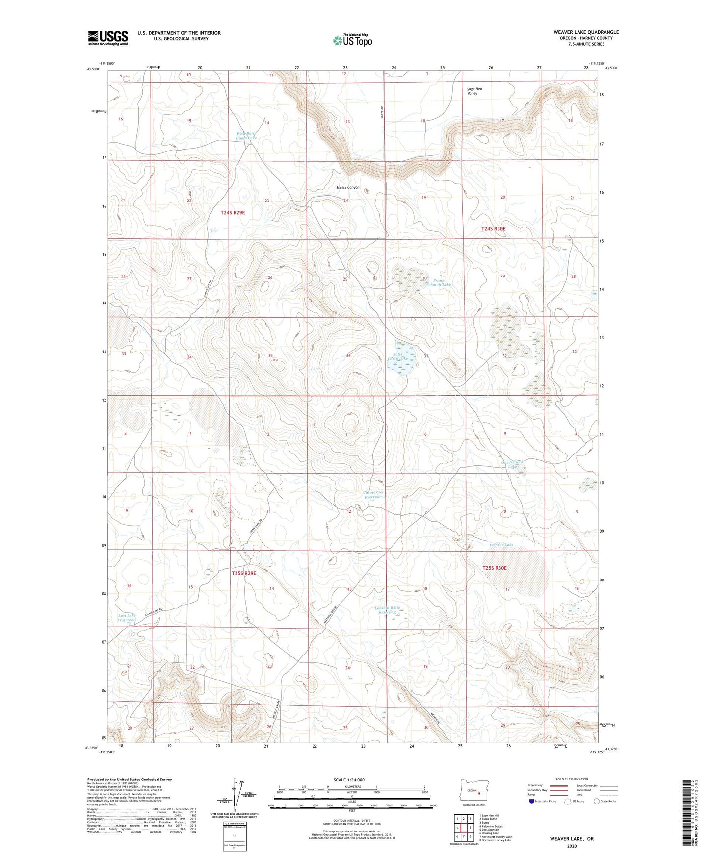 Weaver Lake Oregon US Topo Map Image