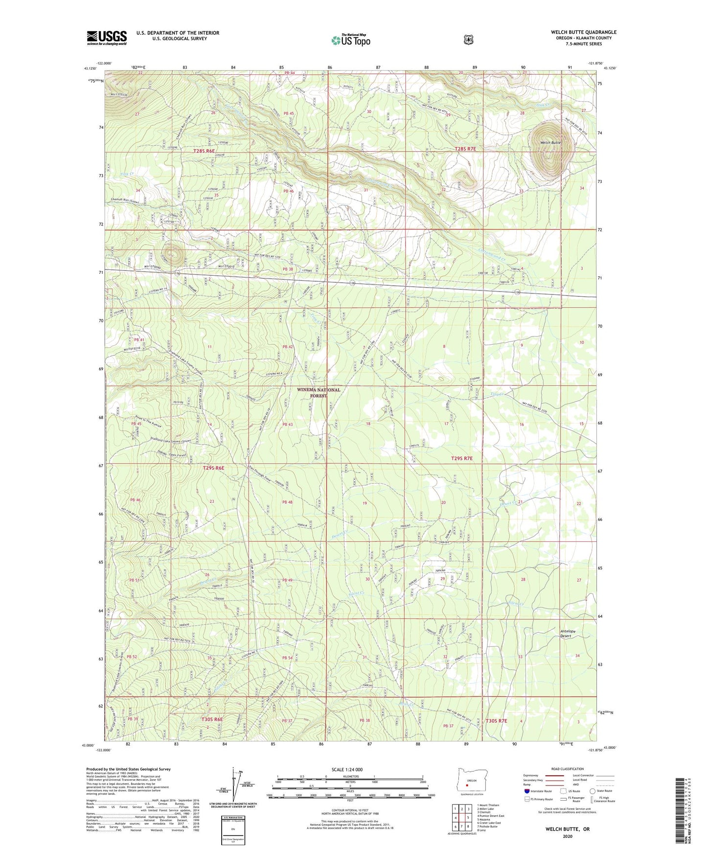 Welch Butte Oregon US Topo Map Image