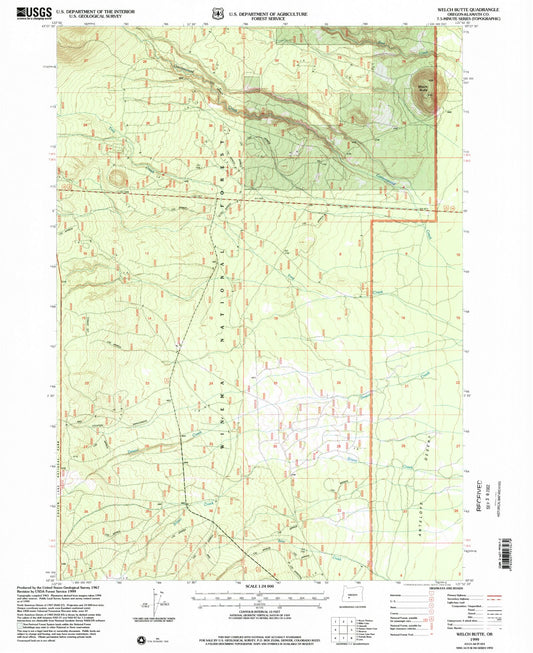 Classic USGS Welch Butte Oregon 7.5'x7.5' Topo Map Image