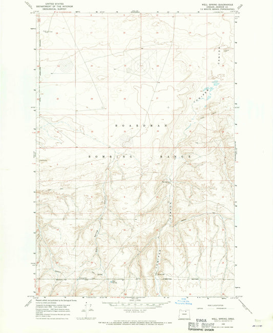 Classic USGS Well Spring Oregon 7.5'x7.5' Topo Map Image