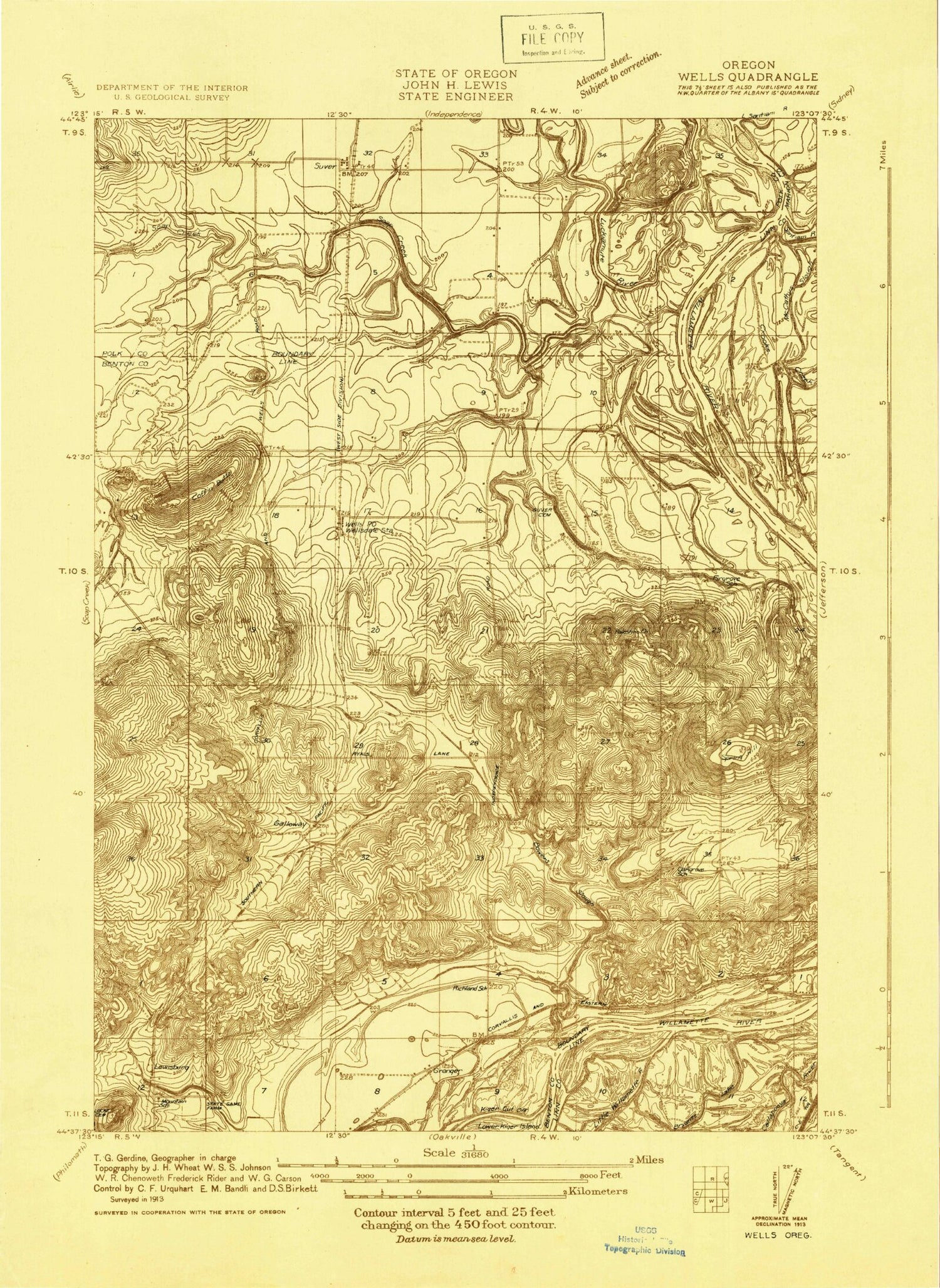 Classic USGS Lewisburg Oregon 7.5'x7.5' Topo Map Image