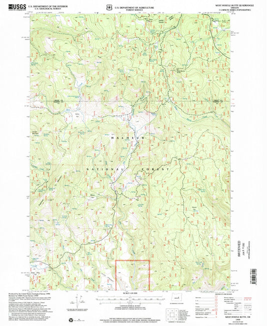 Classic USGS West Myrtle Butte Oregon 7.5'x7.5' Topo Map Image