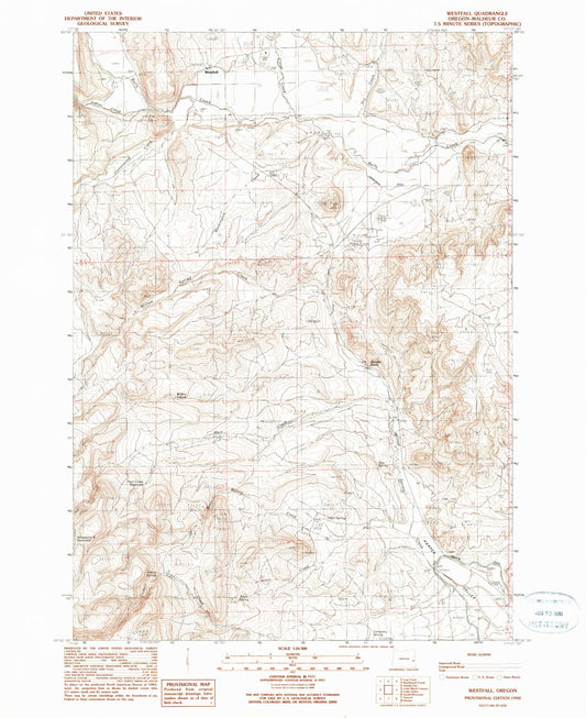 Classic USGS Westfall Oregon 7.5'x7.5' Topo Map Image