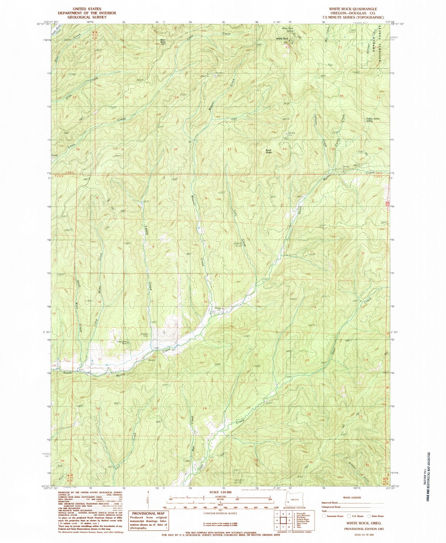 Classic USGS White Rock Oregon 7.5'x7.5' Topo Map Image