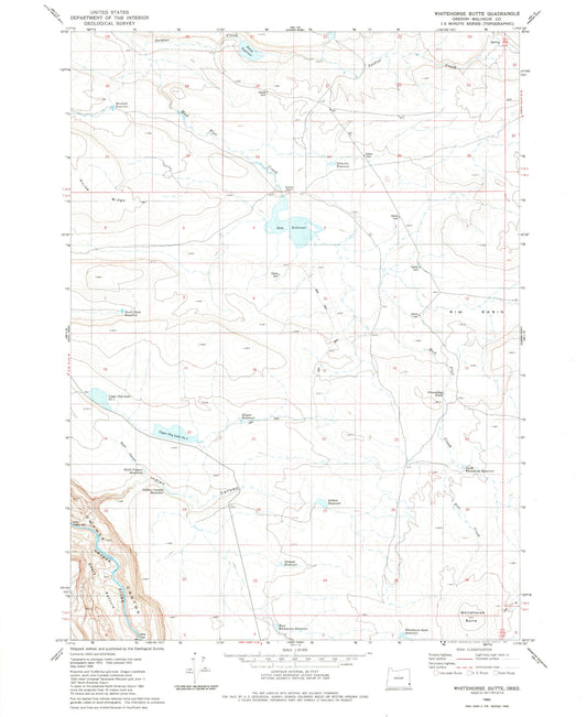 Classic USGS Whitehorse Butte Oregon 7.5'x7.5' Topo Map Image