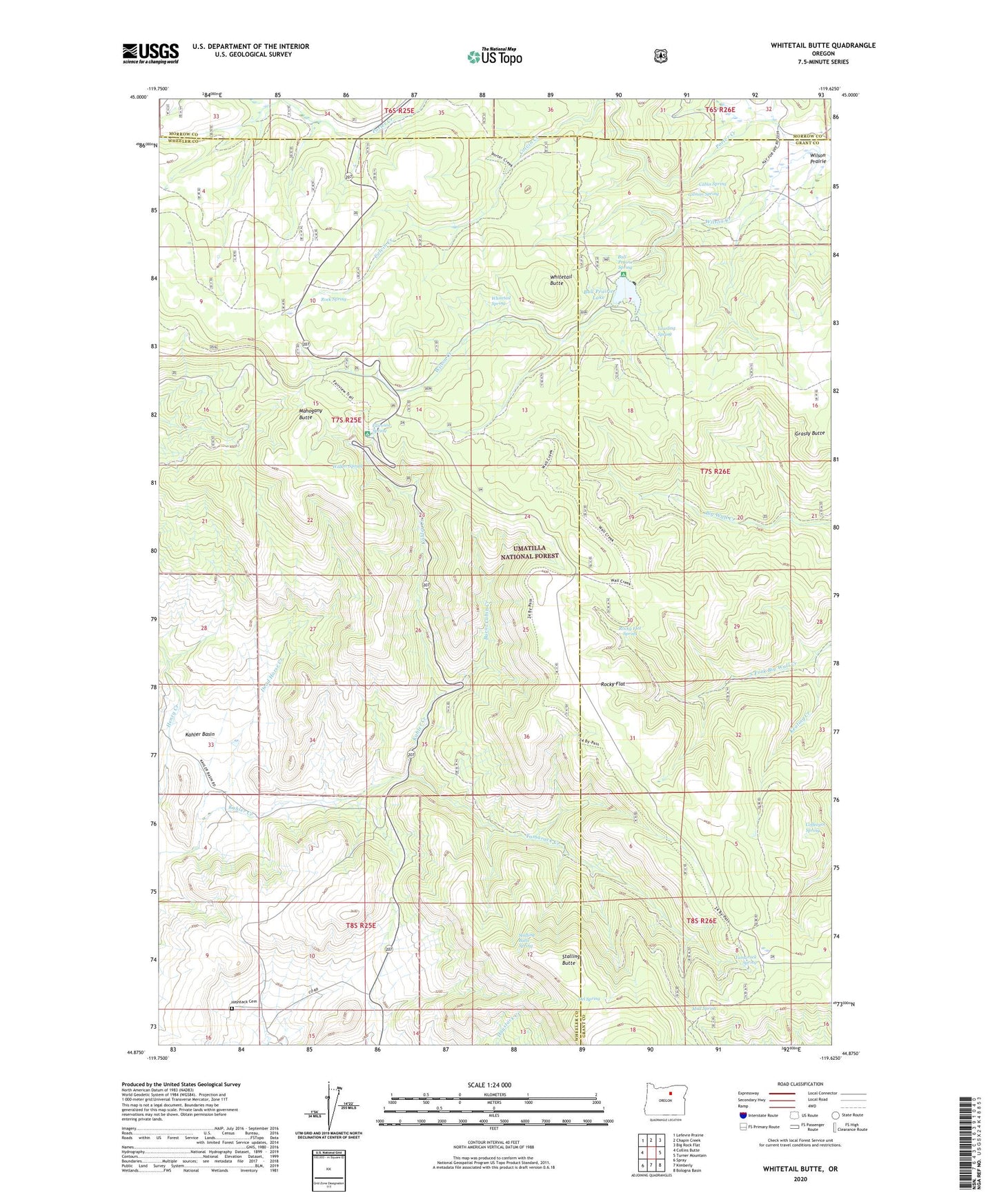 Whitetail Butte Oregon US Topo Map Image