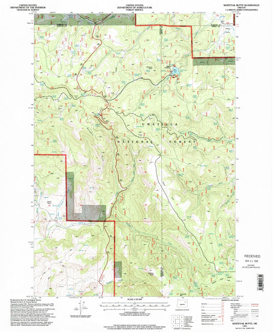Classic USGS Whitetail Butte Oregon 7.5'x7.5' Topo Map Image