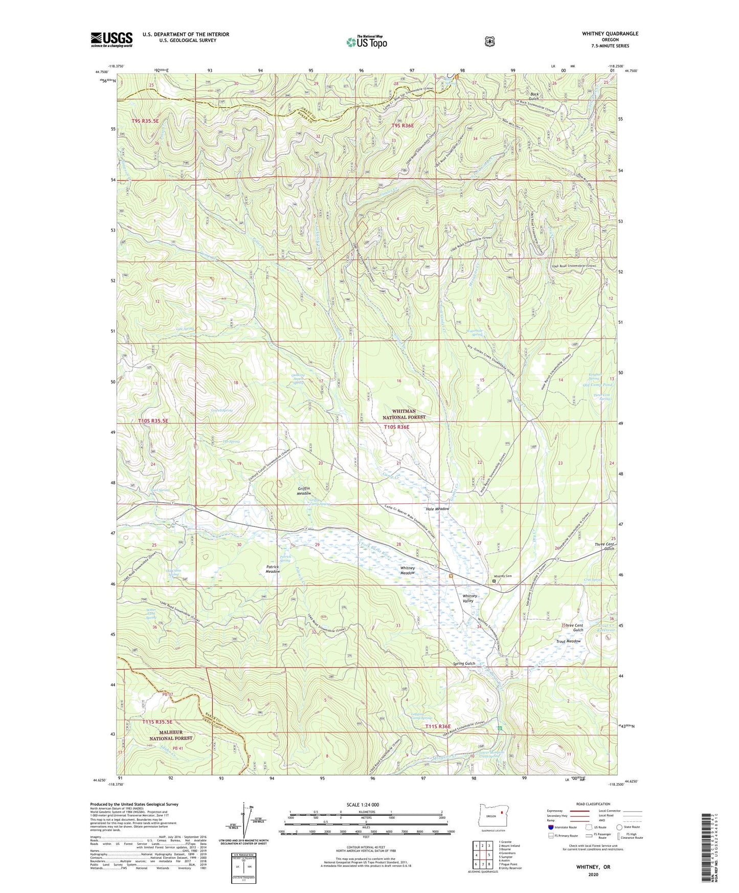 Whitney Oregon US Topo Map Image