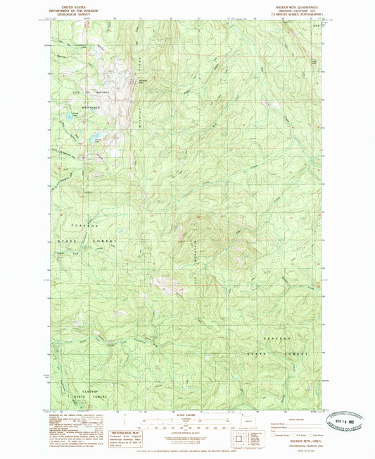 Classic USGS Wickiup Mountain Oregon 7.5'x7.5' Topo Map Image