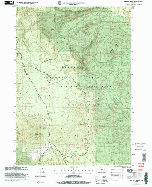 Classic USGS Wickiup Spring Oregon 7.5'x7.5' Topo Map Image