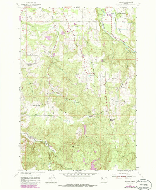 Classic USGS Wilhoit Oregon 7.5'x7.5' Topo Map Image