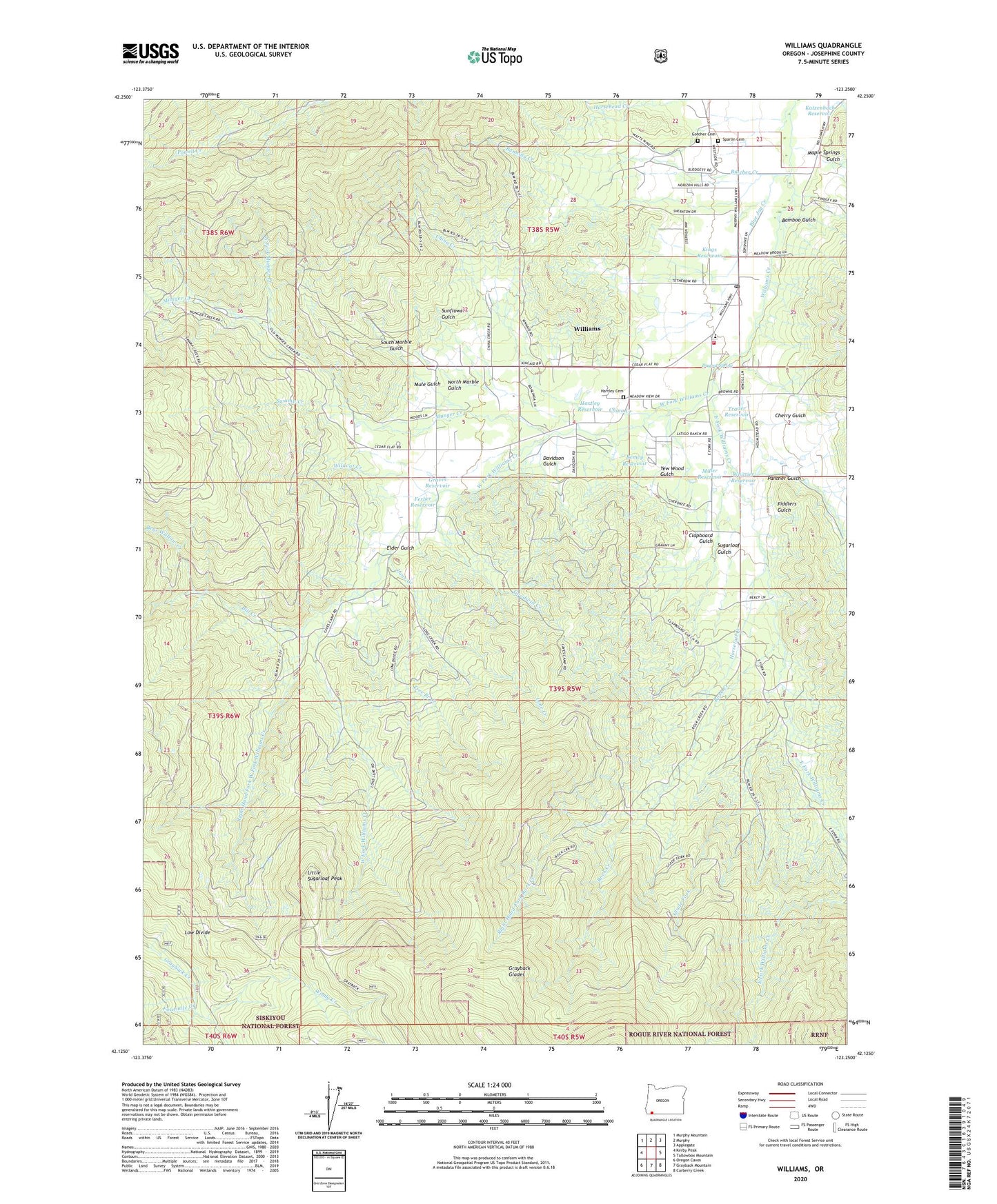 Williams Oregon US Topo Map Image