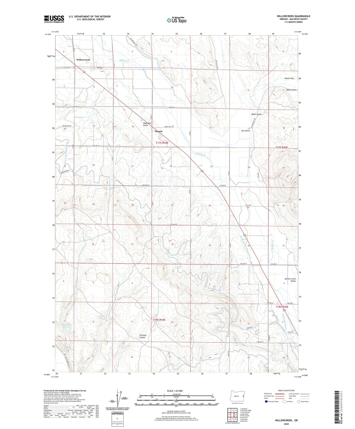 Willowcreek Oregon US Topo Map Image